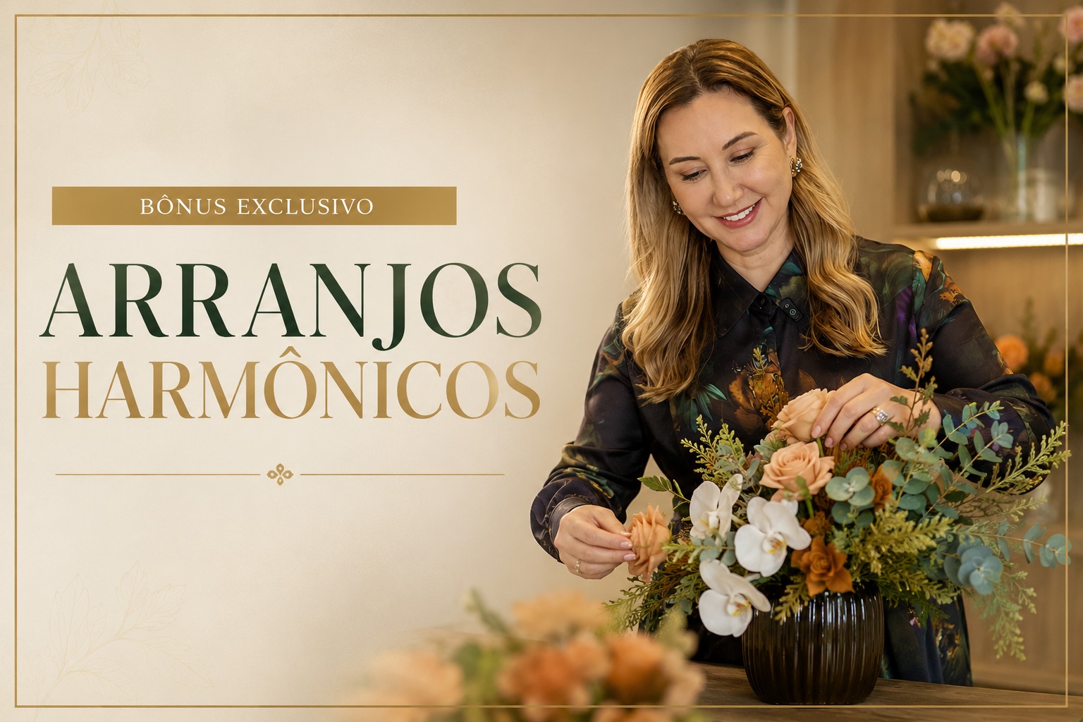 Aula de arranjos florais harmônicos com Carina Verdinelli
